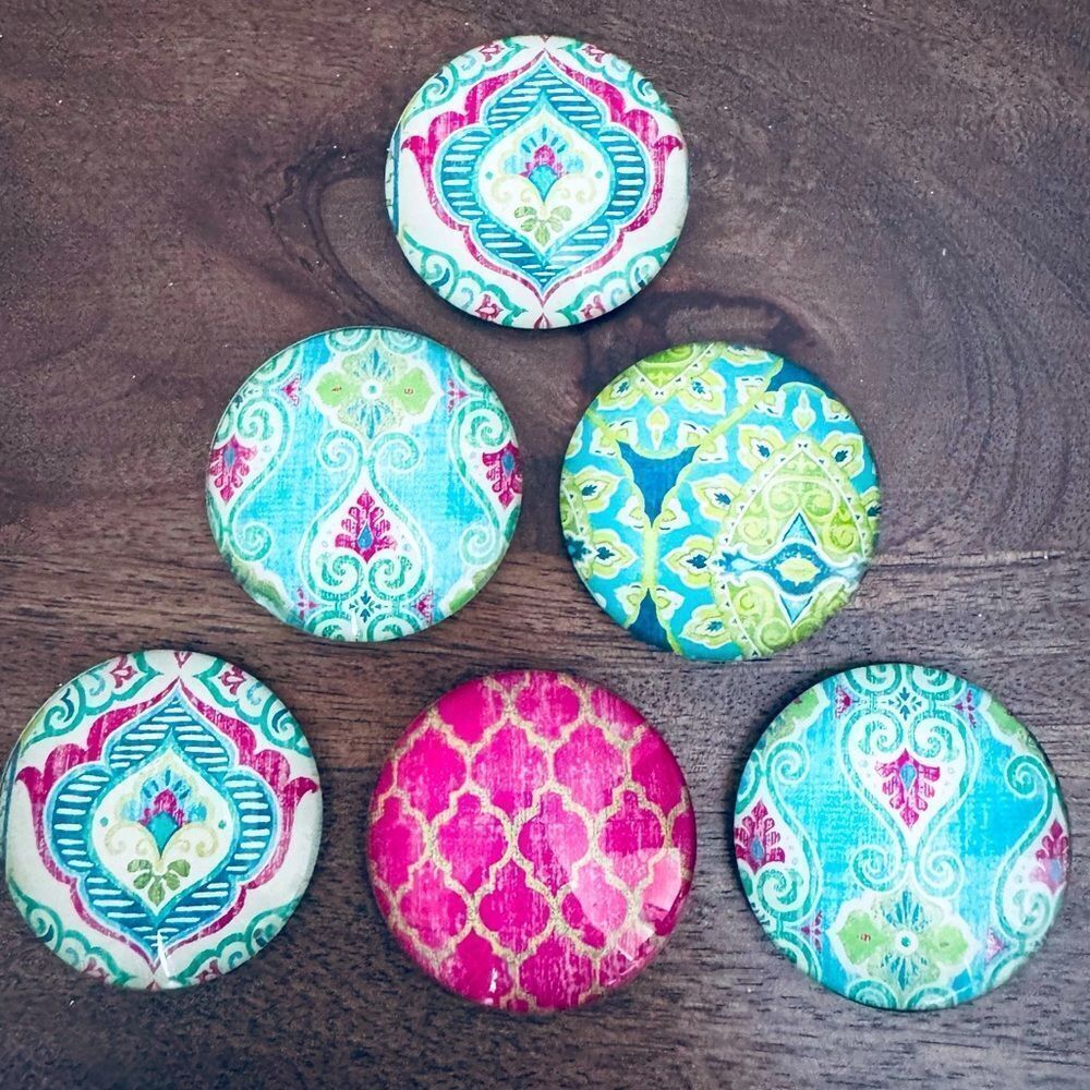 Boho Design Round Medallion Magnets Set